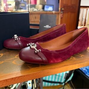 Coach Burgundy Flats with Silver Accents Size 8.5B